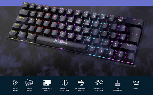 TECLADO GAMER MECANICO GRAVITY 65 COMPACT SWITCH RED