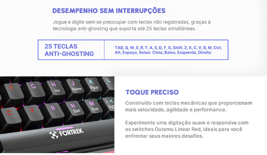 TECLADO GAMER MECANICO GRAVITY 65 COMPACT SWITCH RED