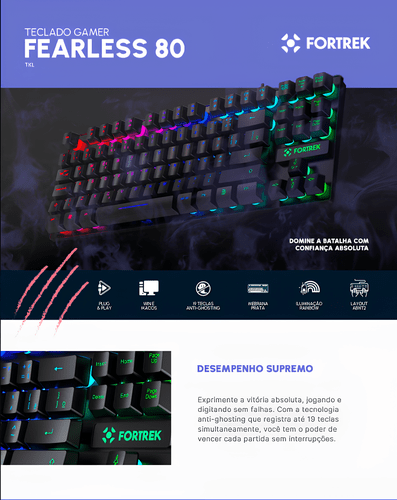 TECLADO GAMER MEMBRANA EARLESS 80 TKL RAINBOW