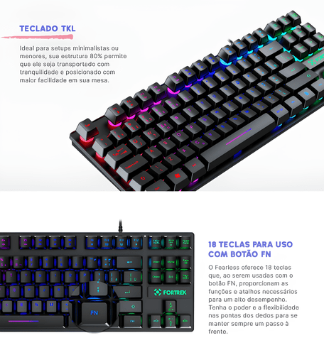 TECLADO GAMER MEMBRANA EARLESS 80 TKL RAINBOW