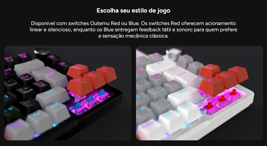 Teclado Mecânico 75% Arkeum PCYES Black Vulcan Switch Red AKBV75RDM