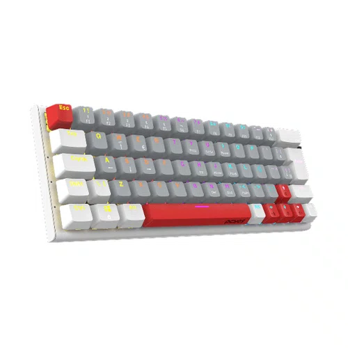 Teclado Mecânico USB 60% PCYes Kuromori White Ghost Switch Blue LED Rainbow PTKMWG60BL