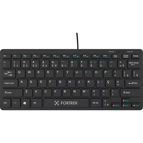 Teclado USB Fortrek K13 Mini Office, Padrão ABNT2, Compacto e Leve – Preto
