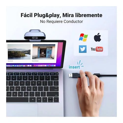 Webcam USB Full HD 1080P c/ Microfone UGREEN CM678 Cinza
