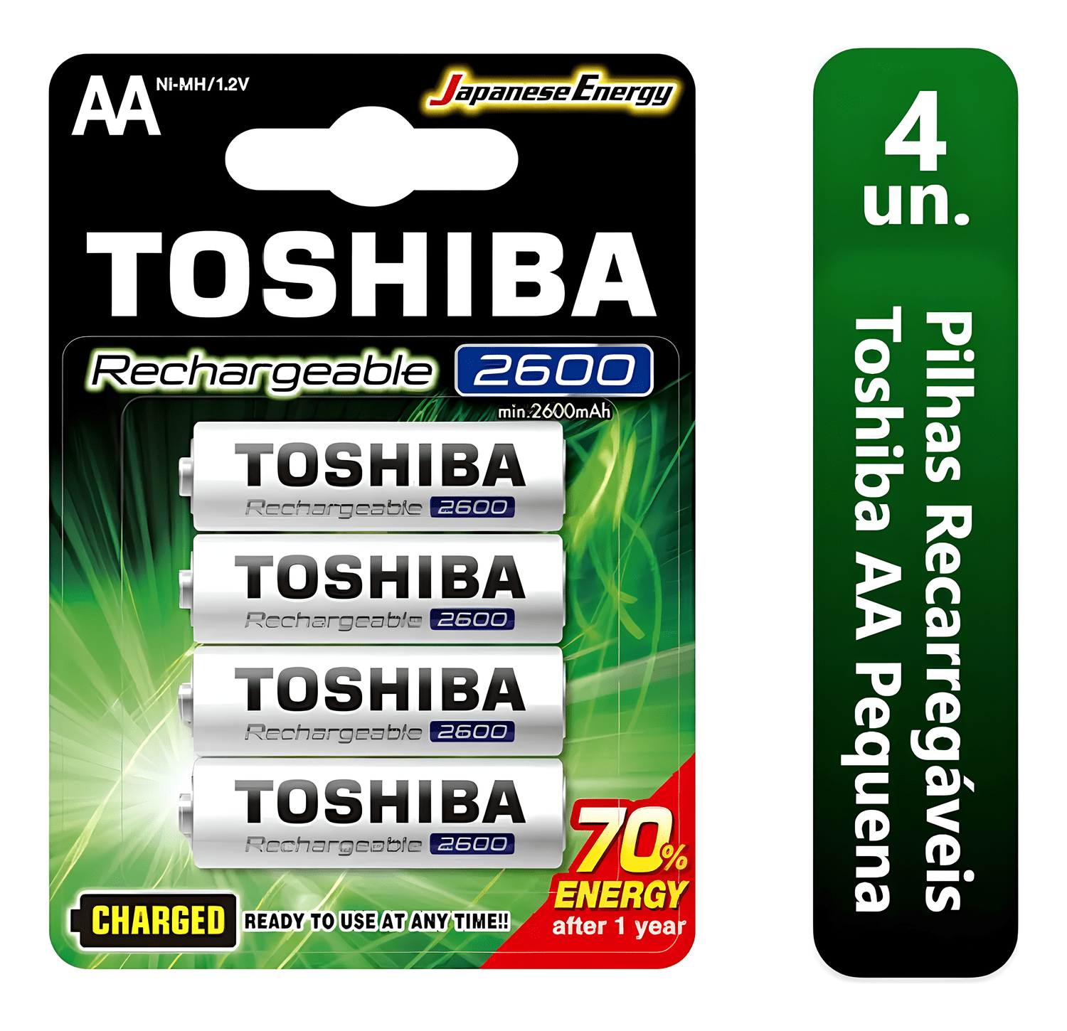 Pilha Recarregável AA Panasonic 2600mAh – 1.2V, Pack com 4 Unidades Pilha Recarregável AA Panasonic 2600mAh – 1.2V, Pack com 4 Unidades