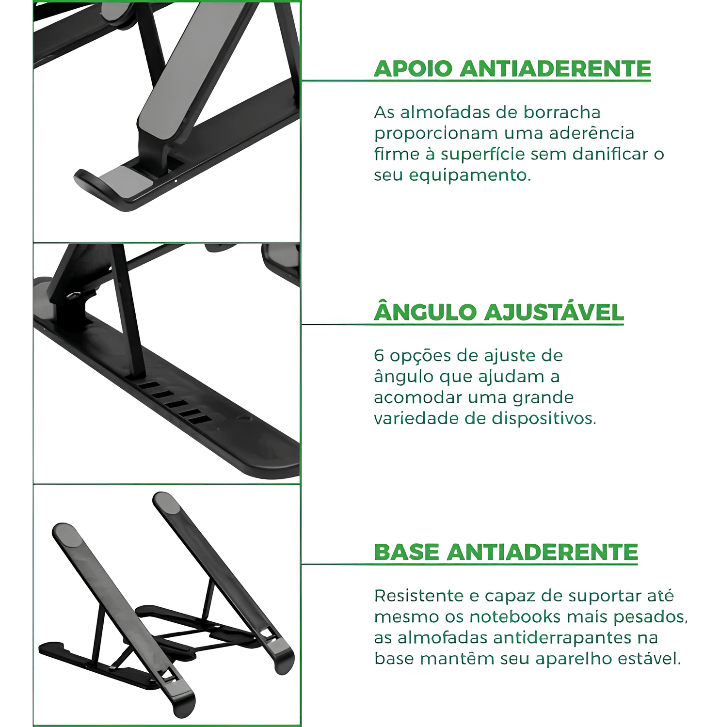 Suporte para Notebook 079-0061, Regulável em 6 Níveis, Dobrável e Leve Suporte para Notebook 079-0061, Regulável em 6 Níveis, Dobrável e Leve