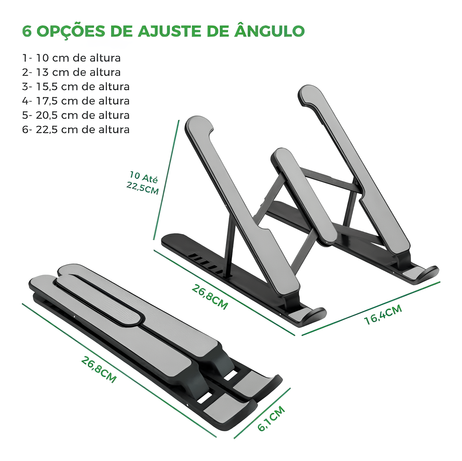 Suporte para Notebook 079-0061, Regulável em 6 Níveis, Dobrável e Leve Suporte para Notebook 079-0061, Regulável em 6 Níveis, Dobrável e Leve