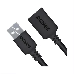Cabo Extensor USB A 2.0 Macho P/USB A 2.0 Fêmea 2 m PCYES PUAMF2-2 Preto