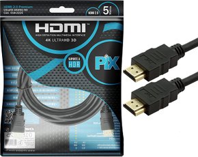 Cabo HDMI Áudio E Vídeo 5 Metros  2.0 4K PRETO - Pix
