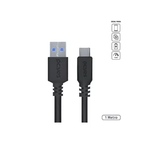 Cabo USB-A 3.0 para Tipo-C 1m PCYes P3UACP-01 Preto