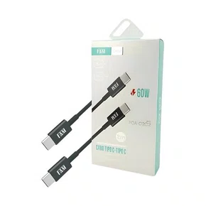 Cabo USB Tipo-C P/ Tipo-C 2m 3A 60W FAM FCA-C2C2 Preto