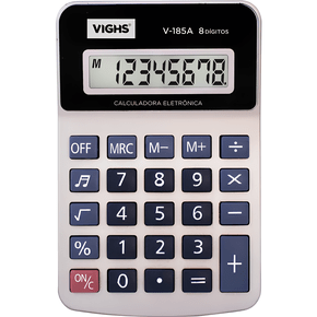 Calculadora de Mesa V185A, 8 Dígitos, Visor Inclinado – Prata