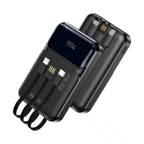 Carregador Portátil 10.000mAh 22.5W C/Cabos Acoplados Hrebos PB-203BK Preto