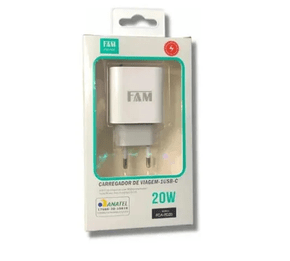 CARREGADOR TOMADA TURBO  1 USB/1 USB C 20W FCA-PD29 BRANCO
