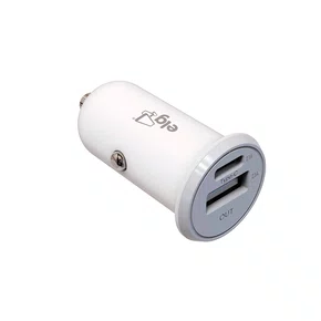 Carregador Veicular USB-C USB-A 2.1A ELG CC2STC Branco