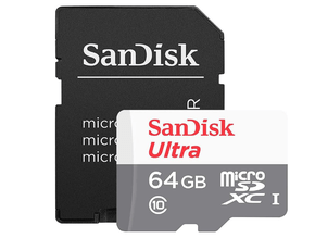 CARTAO DE MEMORIA MICRO SD 64GB C/ ADAP.ULTRA SDSQUNR-064G-GN3MA