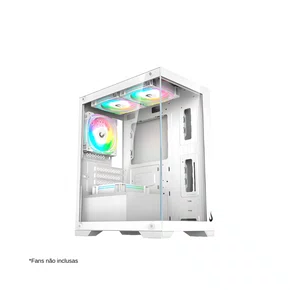 Gabinete Gamer Crystal Glass Mid Tower USB 2.0 + 3.0 S/Fan Branco Rise Mode RM-CA-CY-01-FW