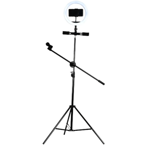 Ring Light Iluminador Led Profissional 26cm ,Tripé 210cm ,Branco-frio Preto, 110v/220v, MYMAX