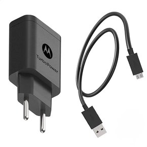 KIT CARREGADOR COMP.MOTOROLA 3A C/CABO MICRO USB TURBO POWER 30 PRETO
