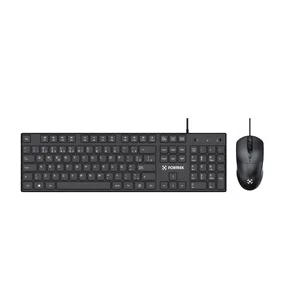 Kit Teclado e Mouse USB com Fio Fortrek Office C13 Preto