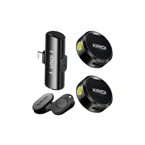 Microfone de Lapela Sem Fio Lightning Kaidi KMF4-A Preto