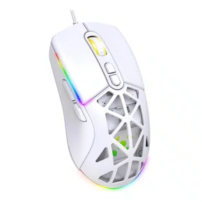 Mouse Gamer USB Fortrek Striker Colmeia RGB 12800 DPI Branco