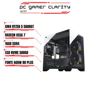 PC Gamer Clarity AM4 Ryzen 5 5600GT, Radeon Vega 7, 16GB DDR4, SSD NVMe 500GB, 600W 80 Plus