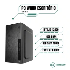 PC Work Intel i5-12400, H610, 16GB DDR4, SSD 480GB, Fonte 300W PFC Ativo