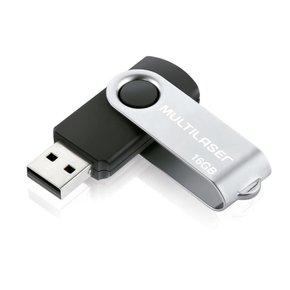Pen Drive Twist 16GB USB Leitura 10MB/s e Gravação 3MB/s Preto/Prata Multilaser - PD588