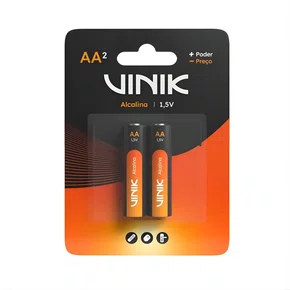 Pilha Alcalina AA C/2 1.5V Vinik VP2AB2A