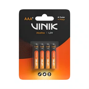 Pilha Alcalina AAA C/4 1.5V Vinik VP3AB4A