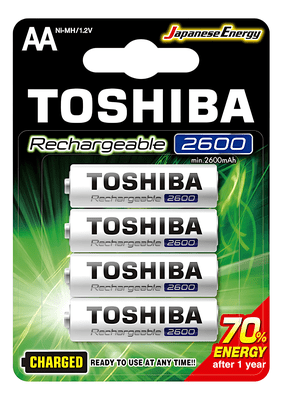 Pilha Recarregável AA Panasonic 2600mAh – 1.2V, Pack com 4 Unidades