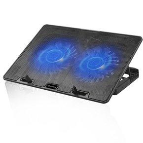 Base Com 2 Cooler Para Notebook C3 Tech Com Led Azul Até 15.6 Regulável Nbc-50k Preto