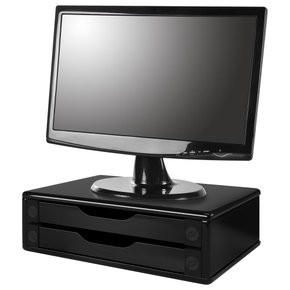 Suporte Para Monitor de Mesa 2 Gavetas Black Piano - Souza