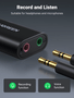 Adaptador de Áudio USB UGREEN US205, P2 para USB, 15cm - Preto