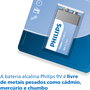 Bateria Alcalina Philips 6LR61 9V - 6LR61P1B/59, 1 Unidade