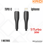 CABO USB TIPO-C PARA LIGHTNING 1M 5A 30W TURBO KD-351CL PRETO