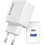 Carregador Duplo Fortrek FK 110B, USB-C 20W + USB-A 18W, Rápido, Seguro e Compacto - Branco