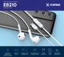Fone de Ouvido Auricular Tipo-C 1,2m Fortrek EB210 Branco