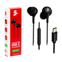 FONE DE OUVIDO USB TIPO C 1,2M AURICULAR C/MICROFONE 0430040 PRETO