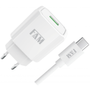 Kit Carregador C/Tomada Cabo Tipo C 1 Metro 2.1A FKT-110C Branco - Fam