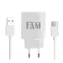 KIT CARREGADOR TOMADA USB 2.1A C/CABO TIPO C 1M FKT-150C BRANCO