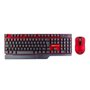 Kit Teclado e Mouse Sem Fio Wireless Receptor USB ABNT2 Vermelho e Preto KE-KM553V1 - Kross Elegance