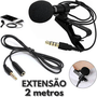 Microfone Lapela P2 1.50m Com Extensor 3m P2 e Adaptador P3 MFVS-MICLP - Mymax