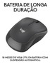 MOUSE LOGITECH SEM FIO USB OPTICO M220 SILENT PRETO C/PILHA