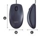Mouse USB com fio M90 com Design Ambidestro e Facilidade Plug and Play 910-004053 Preto - Logitech