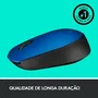 Mouse USB Óptico Sem Fio Logitech M170 Preto/Azul