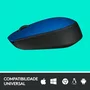 Mouse USB Óptico Sem Fio Logitech M170 Preto/Azul