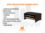 Suporte Ergonômico Triplo para Monitor 9768, 355x240x170mm, Altura Elevada e Organização de Mesa – Preto