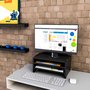 Suporte Ergonômico Triplo para Monitor 9768, 355x240x170mm, Altura Elevada e Organização de Mesa – Preto